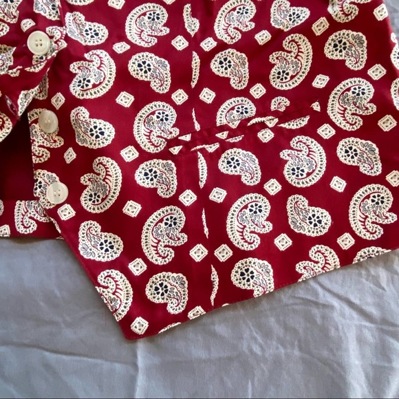 TRUE VINTAGE Talbots M Deep Red Paisley Button Front Lined Waistcoat Vest - Picture 8 of 11
